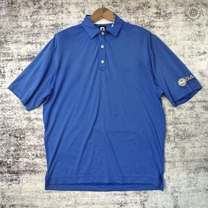 FootJoy Golf Polo Shirt Men's L Blue White Print PGA Championship Performance‎